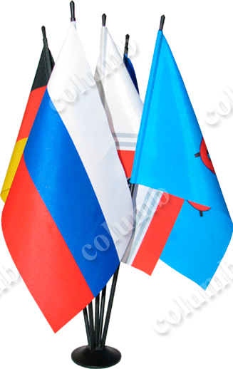 Флажок России 15х23 см на пятиместной подставке